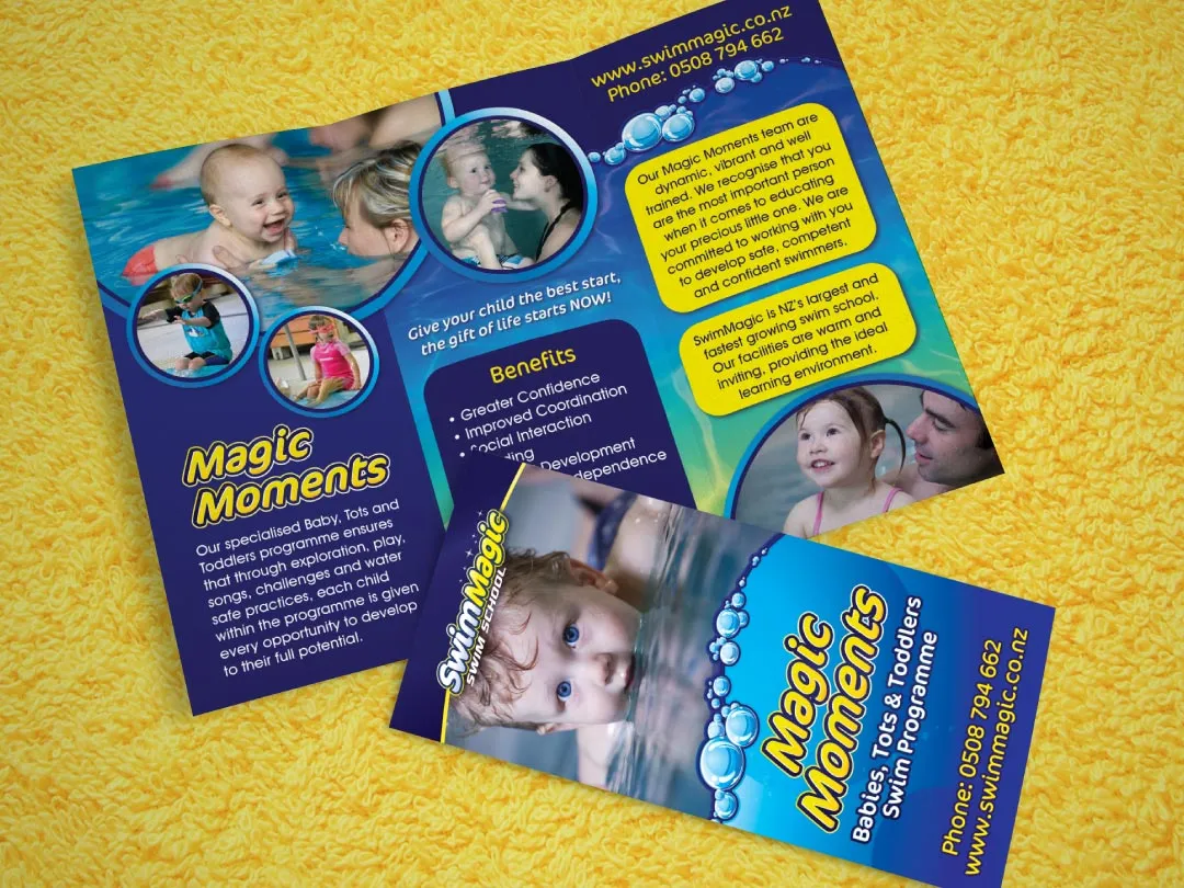 A SwimMagic 'Magic Moments' babies, tots and toddlers programme brochure.